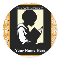 Silhouette of Boy Reading ~ Bookplate stickers by friendlyspirit Silhouette of Boy Reading ~ Bookplate stickers
