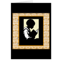 Silhouette of boy reading cards by friendlyspirit Silhouette of boy reading cards