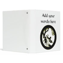 Silhouette of children sledding with their dog vinyl binder