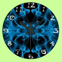 Silhouette of Colored Smoke Abstract blue black wall clocks