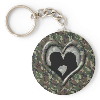 Silhouette of Couple Kissing (Camoflauge) keychain