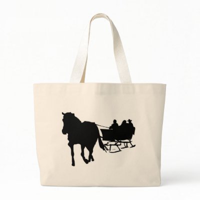 Silhouette of Sleigh Ride in Winter Canvas Bag by White_Wedding