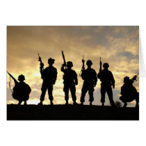 Silhouette of Soldiers in 101st Airborne Division Greeting Cards