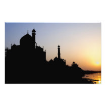 Silhouette of The Taj Mahal at sunset, Agra,