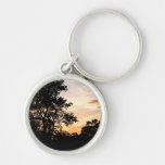 Silhouette of Trees at Sunset Key Chain