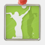 Silhouette of two women playing volleyball christmas ornaments