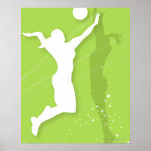 Silhouette of two women playing volleyball print