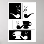 Silhouette Smoking Pipe and cup posters