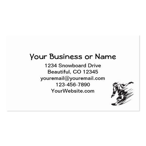 Silhouette Snowboarding Mountain Business Cards (back side)