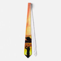 silhouette Sunset Helicopter Golf ties