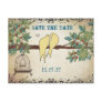 Silhouette Yellow Birds Bird Cage Save the Date Postcard