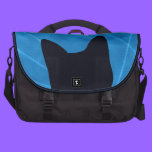 Silhouetted Black Cat on Blue Laptop Bag commuterbag