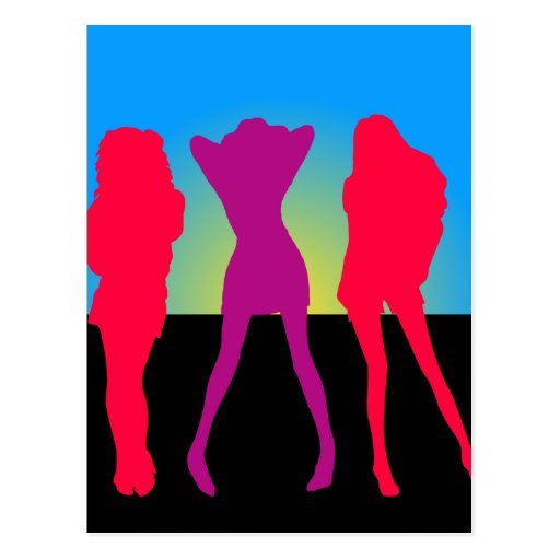 Silhouettes of silhouettes women women postcard