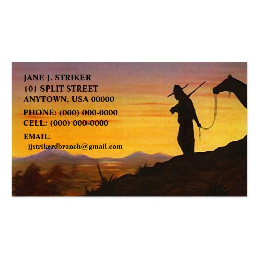 SILHOUETTES w/ WESTERN SKY SUNSET BUSINESS CARDS!