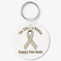 Silicone Ribbon Support Fake Boobs keychains