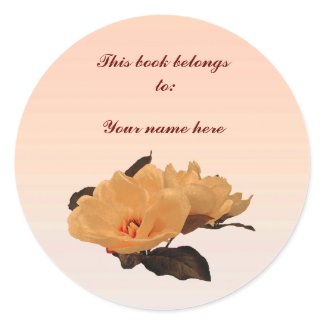 Silk Flowers Bookplate Round Stickers