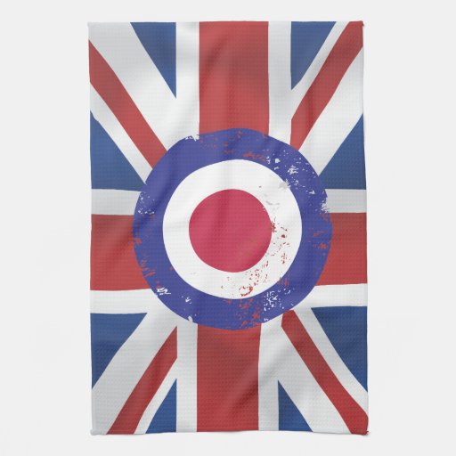 Silk style Union Jack British Flag with mod target Hand Towels Zazzle
