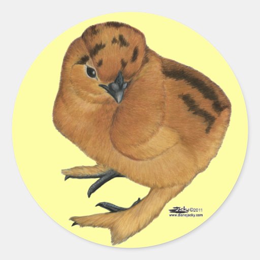 Silkie Red Chick Round Stickers
