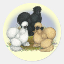 Silkie Trio Round Stickers