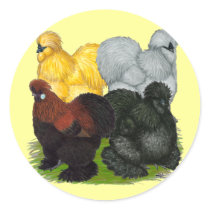 Silkies:  Assorted Roosters Round Stickers