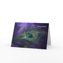 Silky Purple Peacock Feather Card