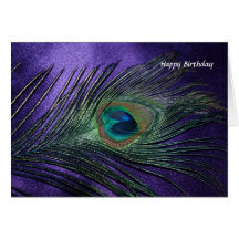 Silky Purple Peacock Feather Card