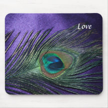 Silky Purple Peacock Feather Mouse Pad