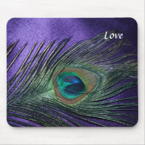 Silky Purple Peacock Feather Mouse Pad