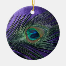 Silky Purple Peacock Feather Ornaments