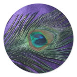 Silky Purple Peacock Feather Round Sticker