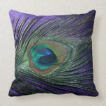 Silky Purple Peacock Feather Still Life Throw Pillow