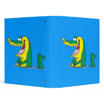 silly alligator crocodile cartoon character binder