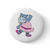 silly ballerina hippo pinback buttons