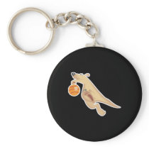 silly basketball playing kangaroo key chains