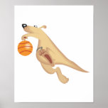 silly basketball playing kangaroo print