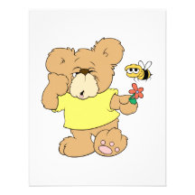 SIlly Bear With Flower and Bee Custom Announcement