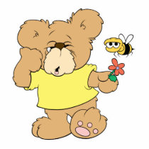 SIlly Bear With Flower and Bee Photo Sculpture