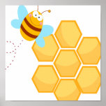 silly bee and beehive honey comb posters
