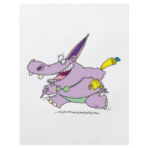 silly bikini beach hippo cartoon flyer design