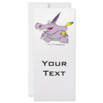 silly bikini beach hippo cartoon full color rack card