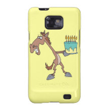 silly birthday horse with cake cartoon samsung galaxy s cover