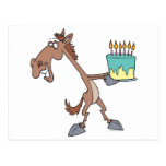 silly birthday horse with cake cartoon postcards