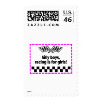 Silly Boys Racing Is For Girls Postage Stamp