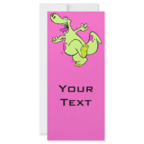 silly bright dancing dino dinosaur cartoon rack card template