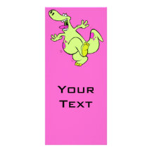 silly bright dancing dino dinosaur cartoon rack card template