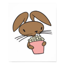 silly bunny rabbit eating popcorn posters
