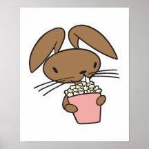 silly bunny rabbit eating popcorn print