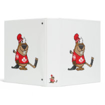 silly canadian hockey beaver cartoon vinyl binder