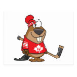 silly canadian hockey beaver cartoon postcards