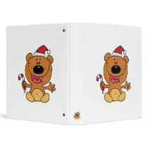 silly candy cane santa christmas bear 3 ring binder